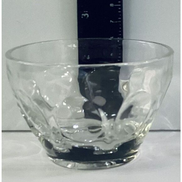 Vintage France Thumbprint Clear Glass Petale Dessert Bowls Set Of 6 - Picture 7 of 8